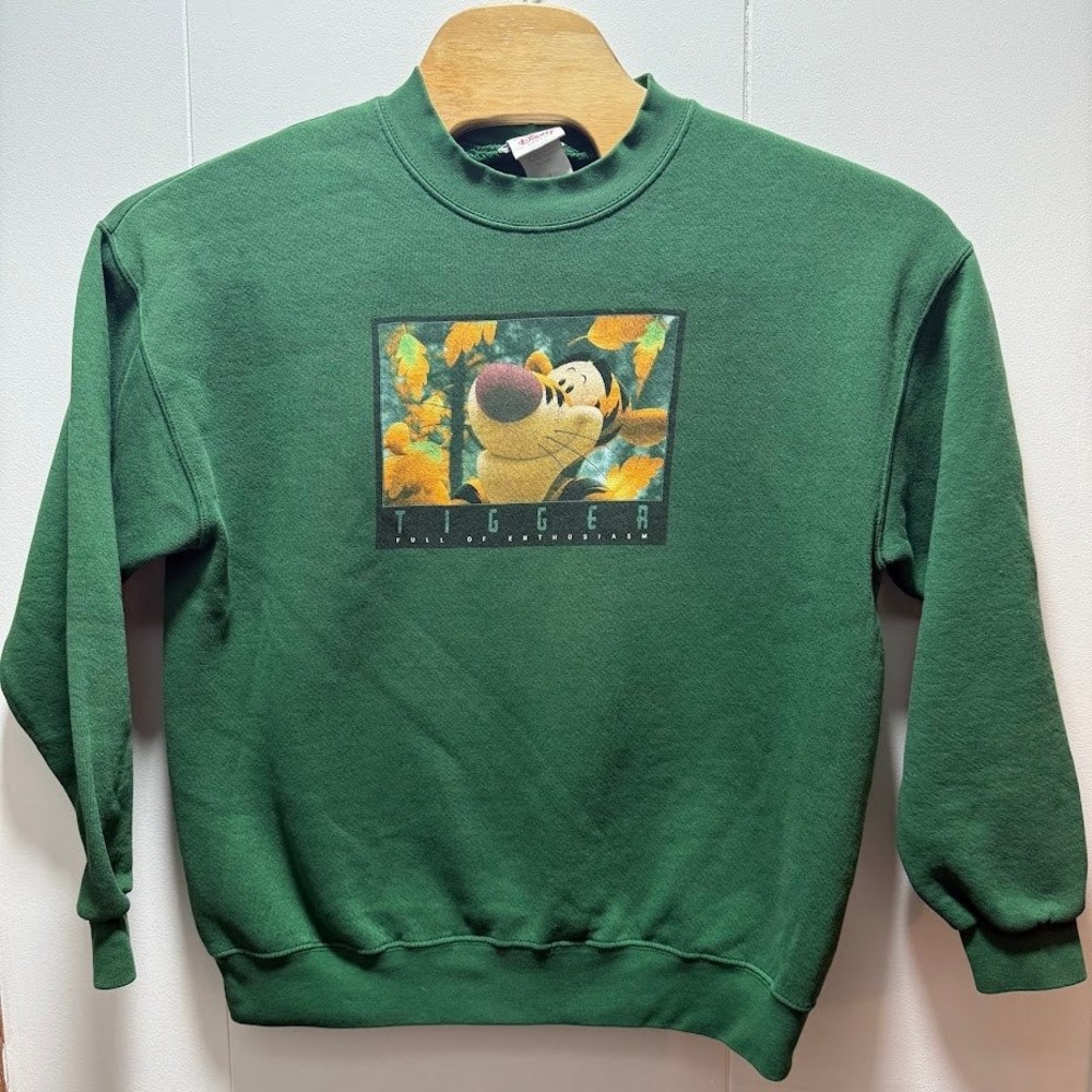 Vintage Disney Store Tigger Full of‎ Enthusiasm Green Sweatshirt Womens Large
